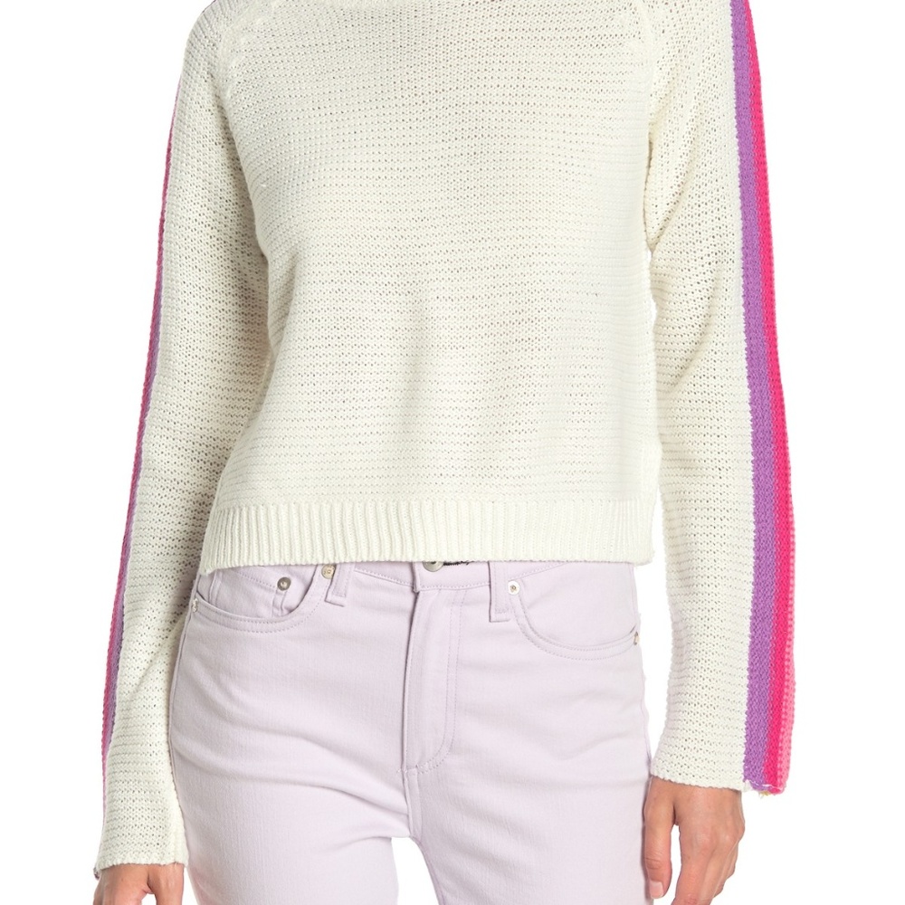 Striped Sleeve Crop Sweater